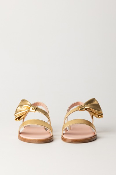 ELISABETTA FRANCHI BAMBINA  Flat laminated sandals with bow F4A2-E0047-1735511- GOLD