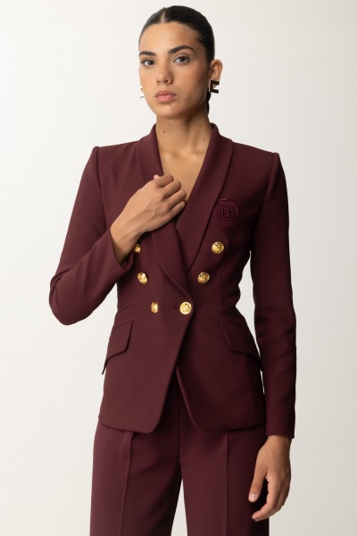 Elisabetta Franchi  Double-breasted jacket with embroidered coat of arms GI09346E2 ROUGE NOIR