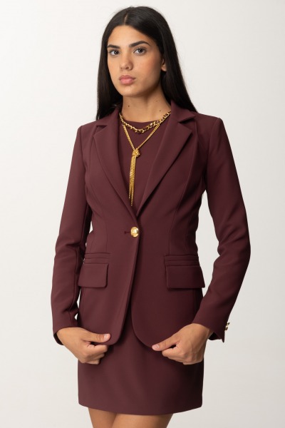 Elisabetta Franchi  Einreihige Jacke aus Stretch-Krepp GI09446E2 ROUGE NOIR