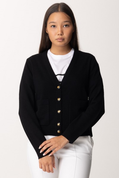 Elisabetta Franchi  Cardigan with gold buttons MK66S46E2 NERO