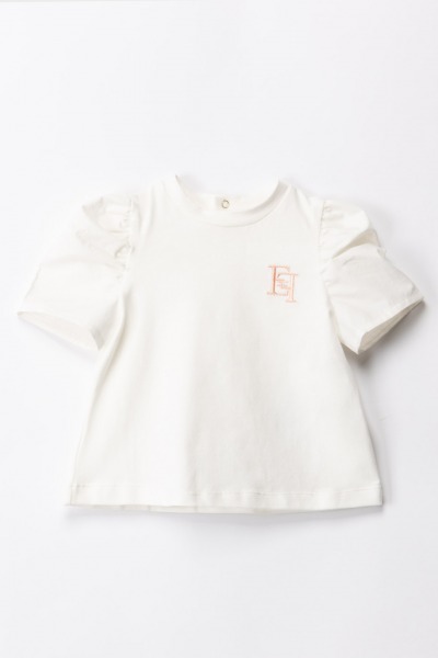 ELISABETTA FRANCHI BAMBINA  Komplettes T-Shirt und Leggings mit Stickerei ENCD0750JE006.D354 IVORY/ROSE