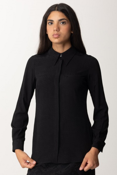 Elisabetta Franchi  Camisa de georgette con estampado de letras CA08446E2 NERO