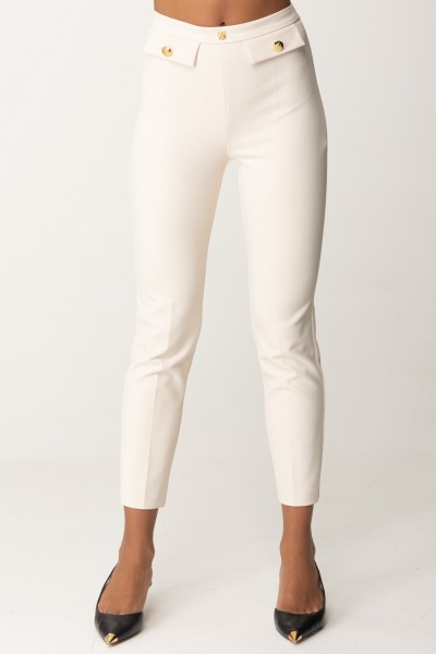 Elisabetta Franchi  Pantalon droit avec bande logo PA02446E2 BURRO