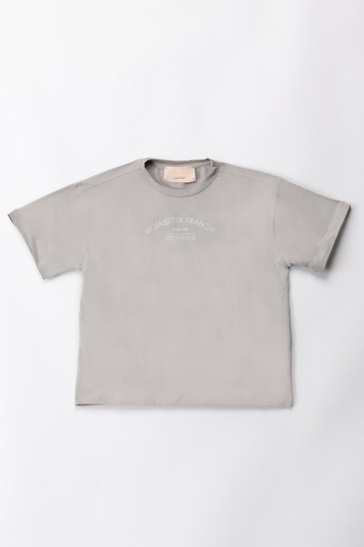 ELISABETTA FRANCHI BAMBINA  T-shirt oversize avec logo imprimé EFTS2040JE006.D332 LEAD/IVORY