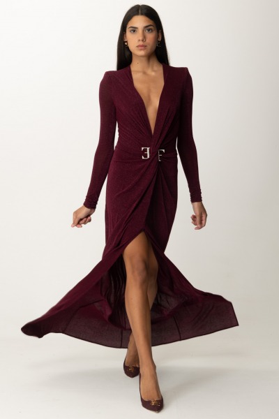 Elisabetta Franchi  Vestido Red Carpet de lúrex con nudo central AB72447E2 ROUGE NOIR