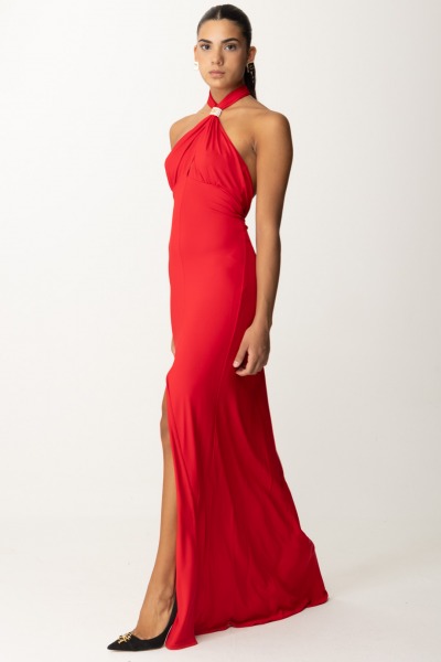 Elisabetta Franchi  Red Carpet Dress with Halter Neckline AB71747E2 RED PASSION