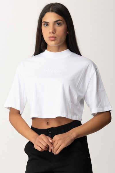 Pinko  Krótki T-shirt z haftowanym logo 104187 A251 Z04