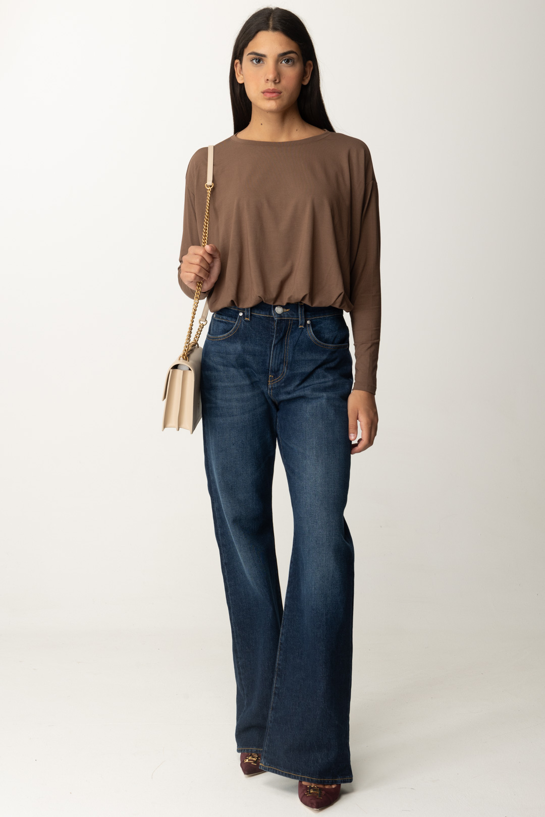 Preview: Pinko Waist-Ruched Top TERRA SCURO