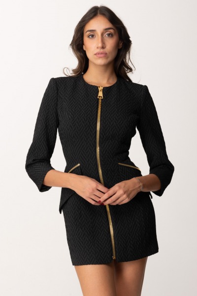 Elisabetta Franchi  Mini tweed dress with pattern and zip AB72747E2 NERO