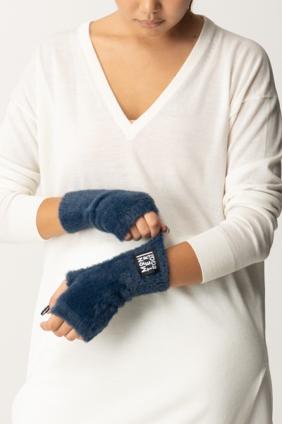 MONTEREGGI  Fur gloves with logo FW44548 850 TINA BLU