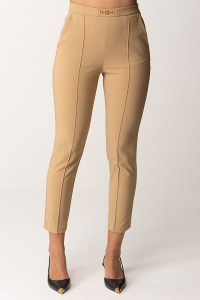 Elisabetta Franchi  Pantaloni dritti in tessuto tecnico PA02346E2 CAMEL