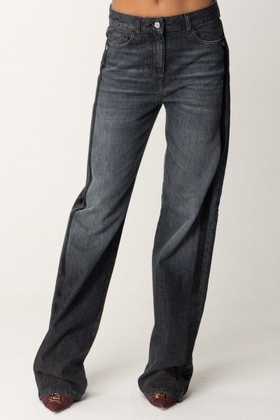 Elisabetta Franchi  Jean avec bandes de satin PJ76I46E2 BLACK DENIM