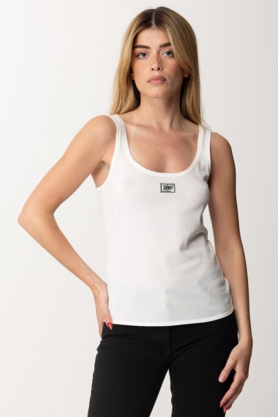 Elisabetta Franchi  Top en rayonne avec logo TK20B42E2 AVORIO