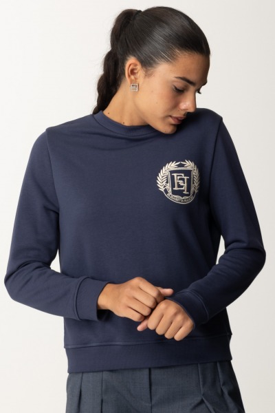 Elisabetta Franchi  Cotton sweatshirt with crest embroidery MD00446E2 NAVY