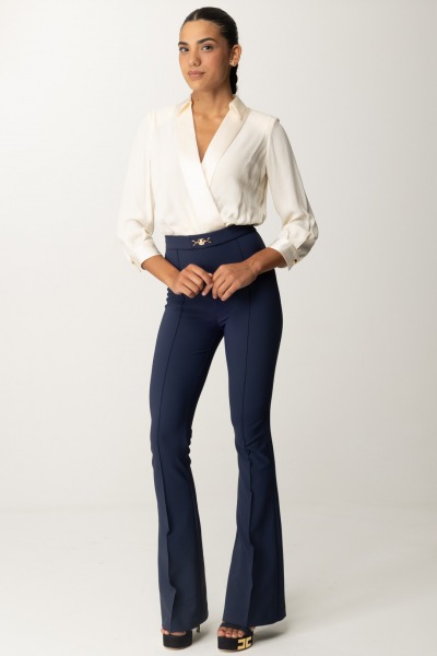 Elisabetta Franchi  Survêtement avec chemise et pantalon évasé TU00546E2 BURRO/NAVY