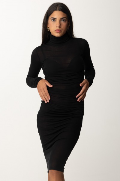 Elisabetta Franchi  Robe midi en jersey et laine AB11B46E2 NERO