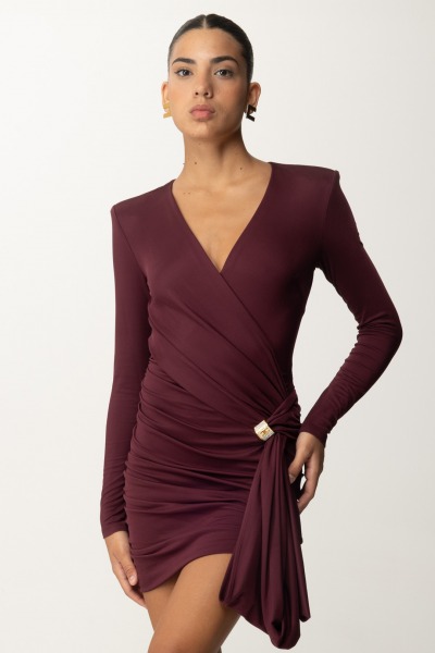 Elisabetta Franchi  Vestido de punto drapeado con espalda descubierta AB71947E2 ROUGE NOIR