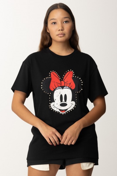 Aniye By  T-shirt z nadrukiem Minnie i ćwiekami 181503 BLACK