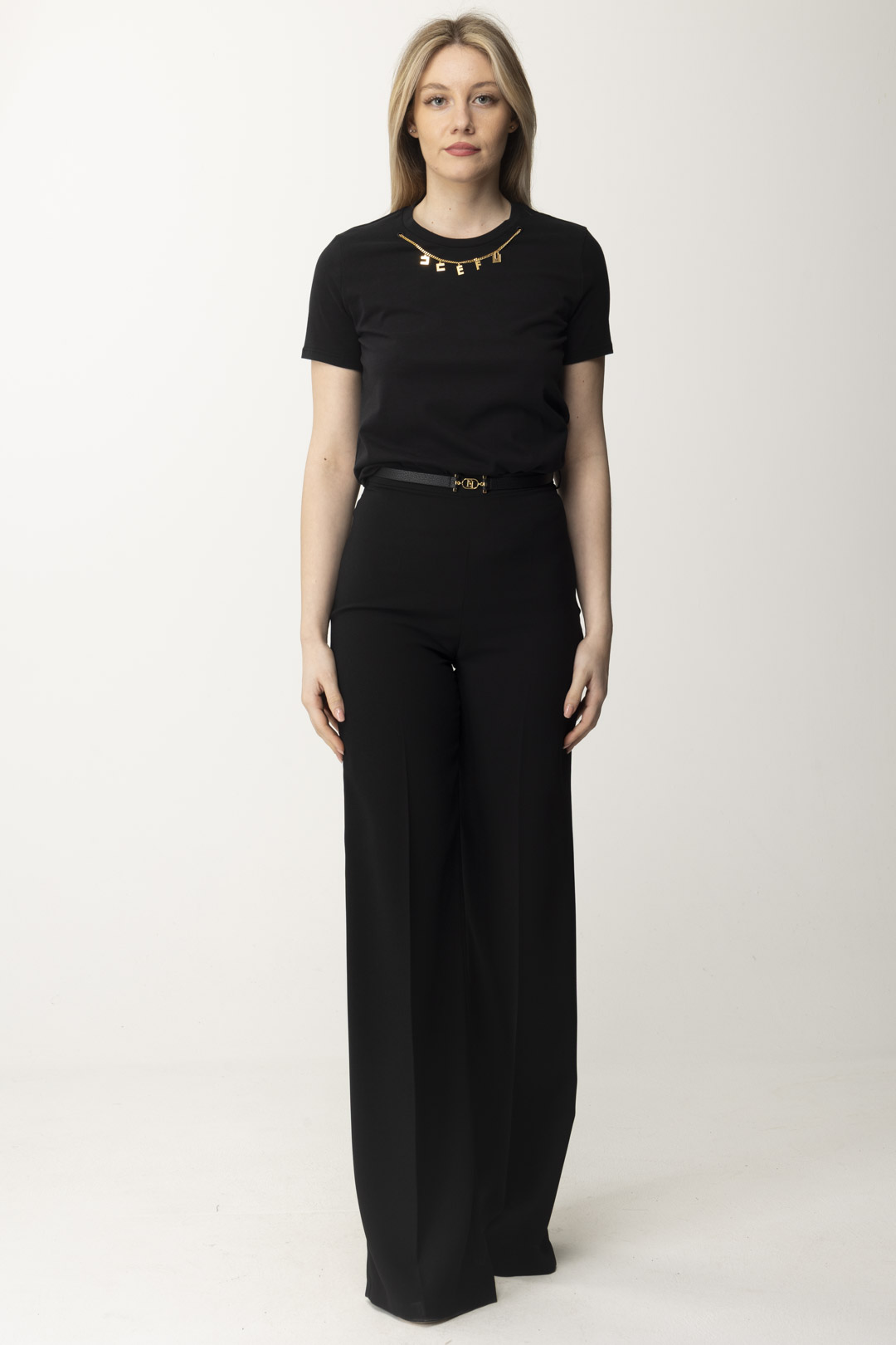 Vista previa: Elisabetta Franchi Camiseta con collar con charms Nero