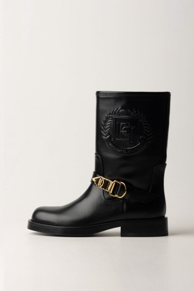 Elisabetta Franchi  Biker boots with maxi embossed logo SA56B46E2 NERO