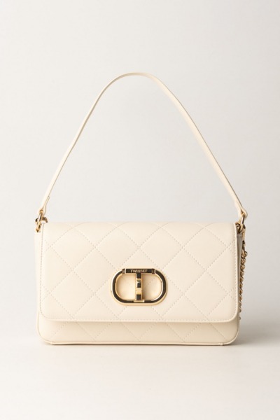 Twin-Set  Quilted Bag with Removable Shoulder Strap 242TB7252 OLD WHITE