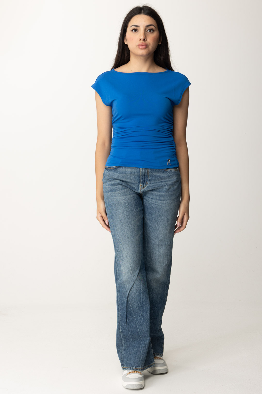 Preview: Guess T-shirt with waist draping BRIGHT ZAFFRE