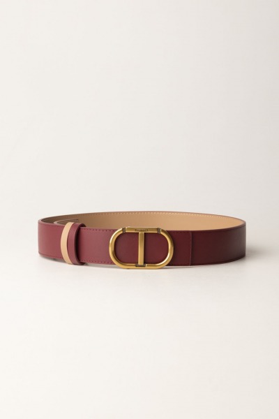 Twin-Set  Reversible Belt with Oval T Logo 242TA4220 BIC.RED PLUM/SANDY B