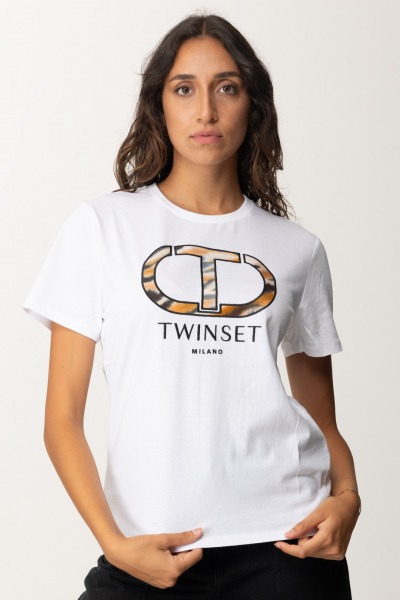 Twin-Set  T-shirt con stampa Oval T 242TP2523 BIANCO OTTICO