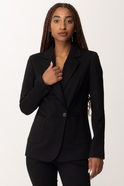 Manila Grace  Single-breasted jacket with off-center button G091VU NERO