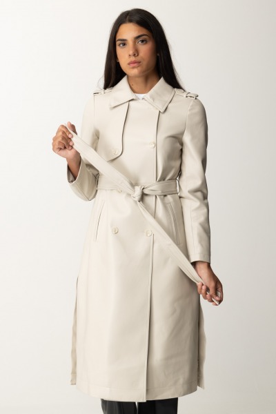 Twin-Set  Zweireihiger, beschichteter Trenchcoat mit Gürtel 242TP2200 OLD WHITE