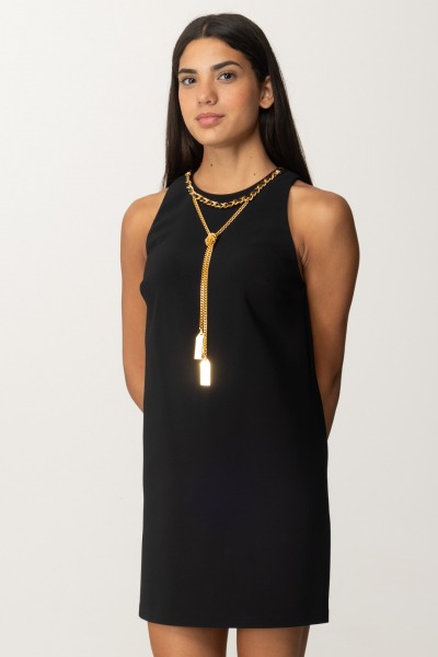 Elisabetta Franchi  Mini Boxy Dress with Necklace AB67446E2 NERO