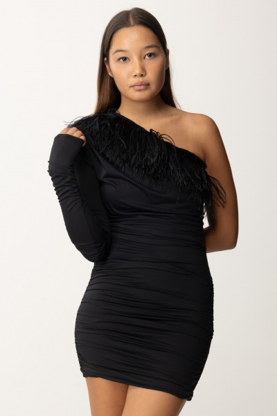 Aniye By  Mini Dress with Feathers Jett 181522 BLACK