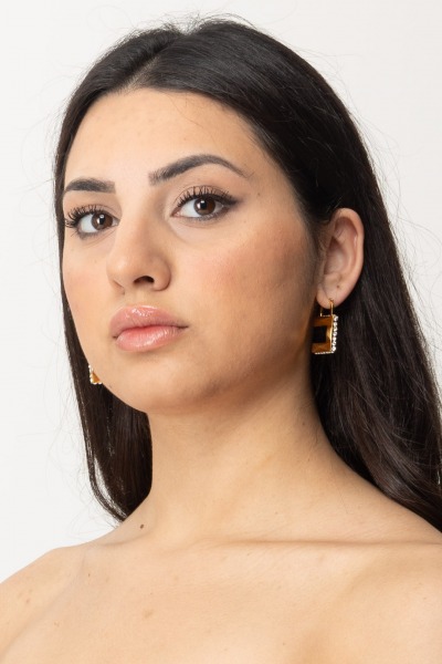 Elisabetta Franchi  Boucles d&#039;oreilles logo avec strass OR05M41E2 ORO GIALLO