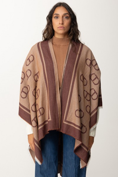 Twin-Set  Poncho avec logo imprimé 242TA4710 JACQ.OVAL T RED PLUM