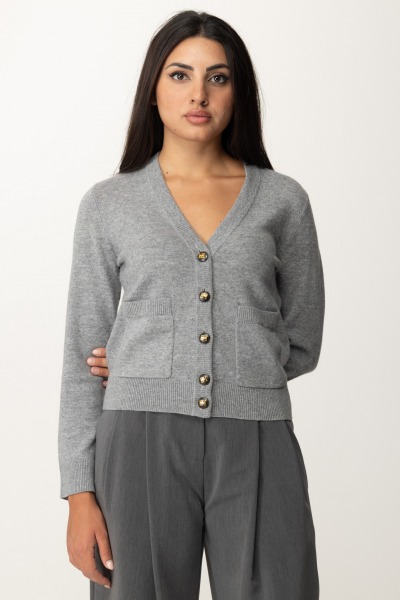 Elisabetta Franchi  Cardigan with gold buttons MK66S46E2 GRIGIO MELANGE