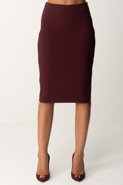 Elisabetta Franchi  Midi pencil skirt with side zip GO04746E2 ROUGE NOIR