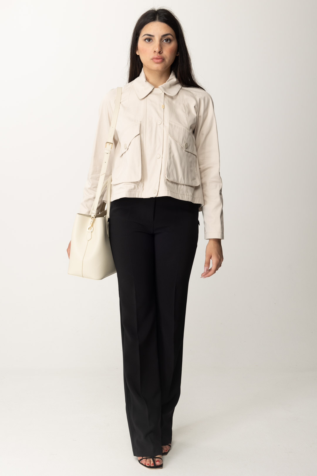 Preview: Elisabetta Franchi Waxed cotton over jacket Avena