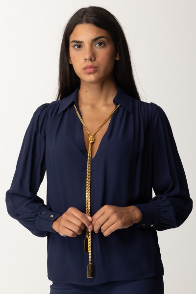 Elisabetta Franchi  Blouse en georgette avec collier CA09346E2 NAVY