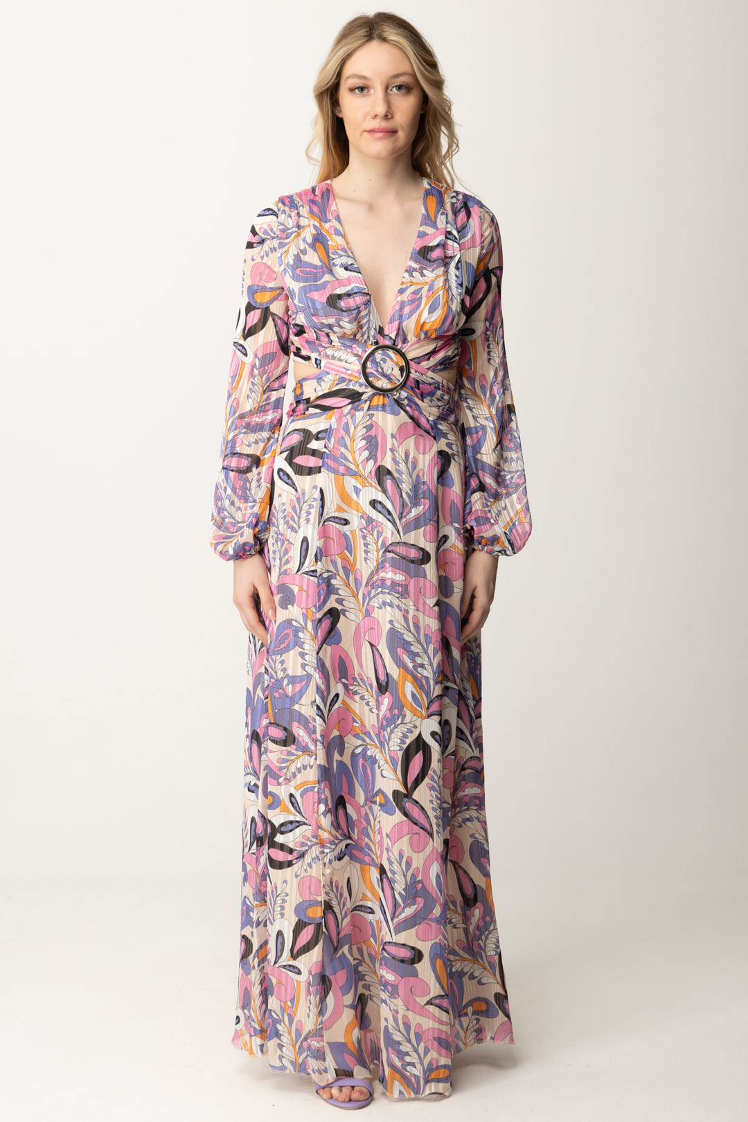 Anteprima: Guess Maxi dress stampato con lurex e cut-out CRUSED PAISLEY