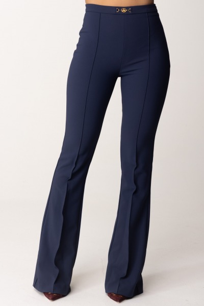 Elisabetta Franchi  Stretch-Crêpe-Hose mit Klemmverschluss in der Taille PA02246E2 NAVY