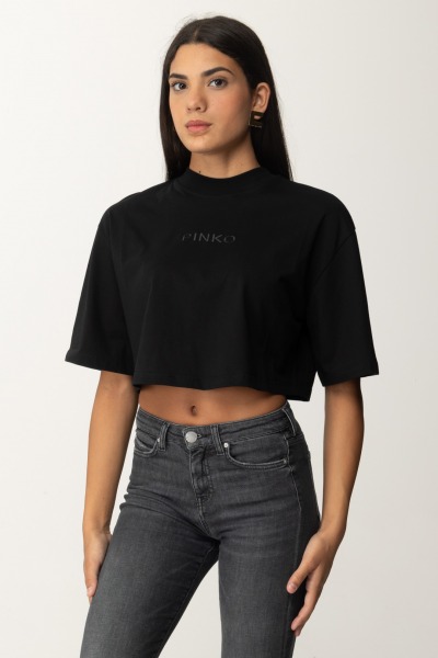 Pinko  Oversized Crop T-shirt with Logo Embroidery 104187 A251 Z99