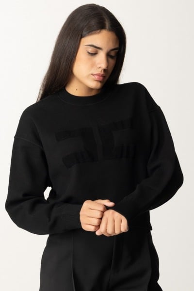 Elisabetta Franchi  Cropped sweatshirt with logo embroidery MK76Q46E2 NERO