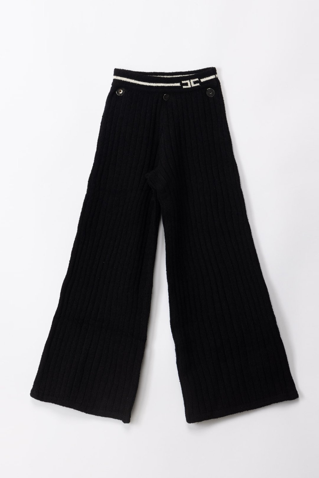 Elisabetta Franchi La Mia Bambina wide-leg fringed trousers - Black