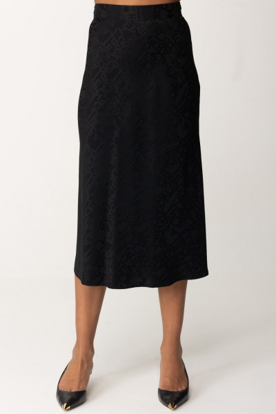 Elisabetta Franchi  Midi skirt in jacquard crepe GO05146E2 NERO