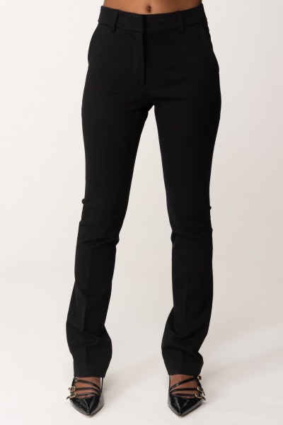 Manila Grace  Skinny trousers with belt loops P092VU NERO