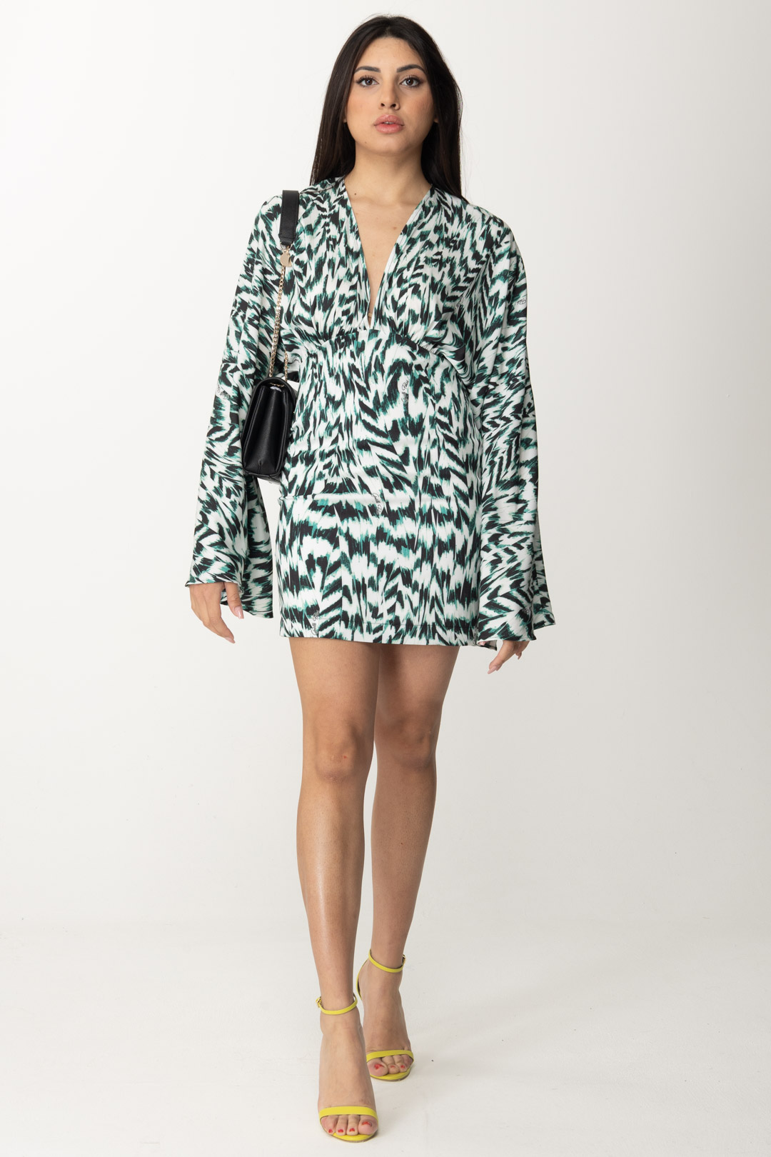 Preview: Gaelle Paris Printed mini dress Bianco-nero