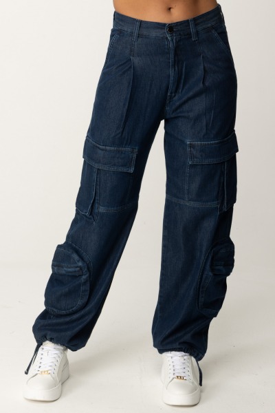 Replay  Jeansowe spodnie cargo W8161 000616 773 DARK BLUE