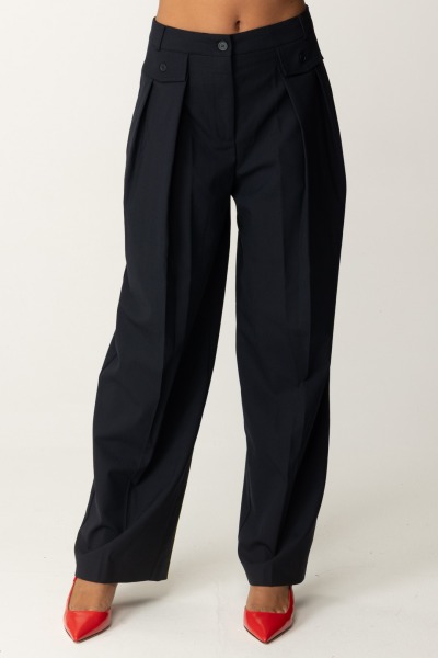 Semicouture  Trousers in Fresh Wool with Pleats Adesia Y4WI20 UNIVERSO