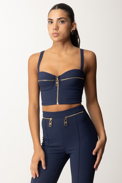 Elisabetta Franchi  Zip-up balconette top TO00146E2 NAVY