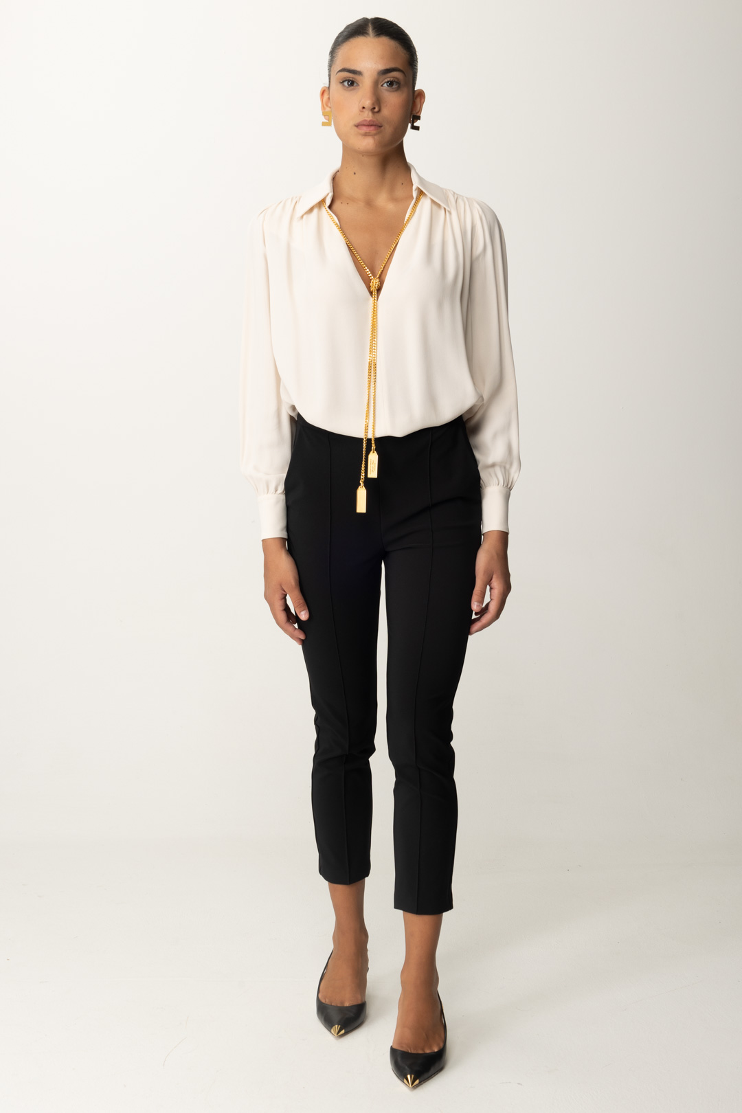 Preview: Elisabetta Franchi Georgette Blouse with sash Lattice